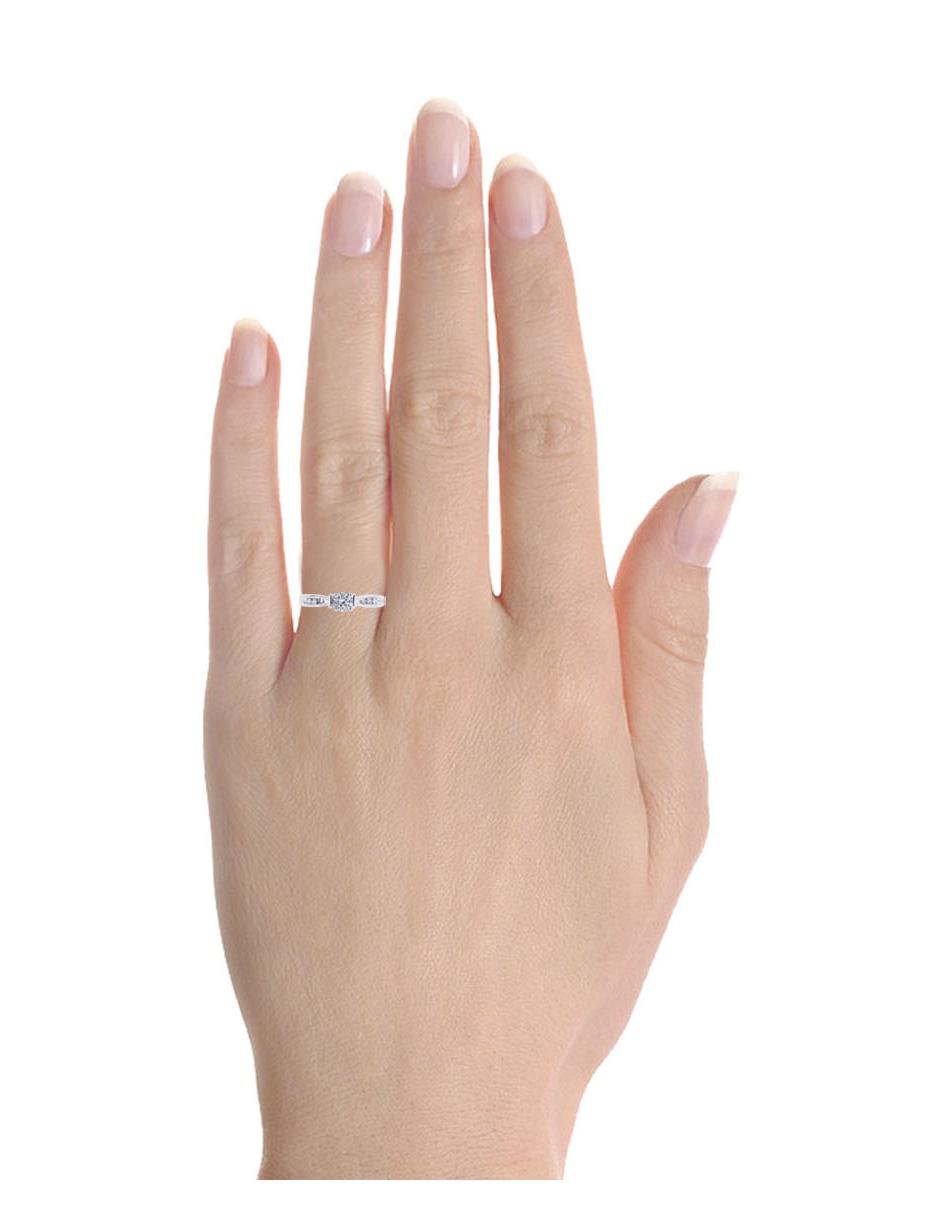 Solitario de oro blanco 14 k Fedelta diamante 8