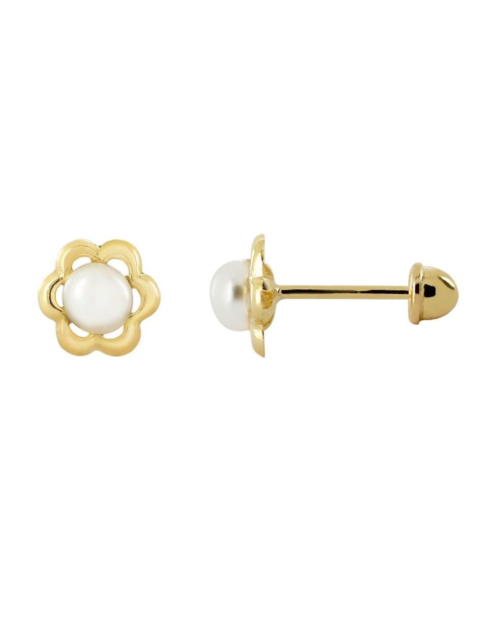 Broqueles de flor de oro zirconia