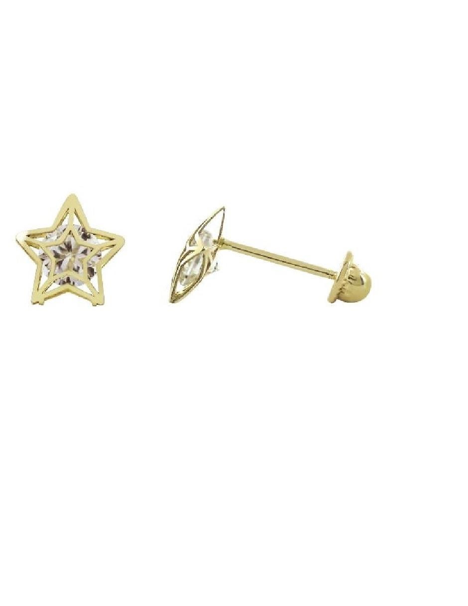 Broqueles de oro con acabado brillante zirconia 2