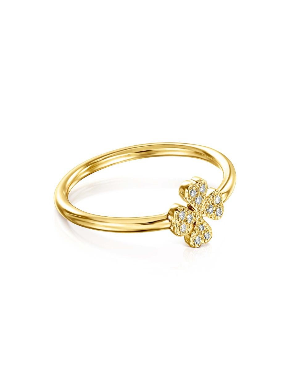 Anillo de flor Good Vibes 18 k de oro diamante lustre 2