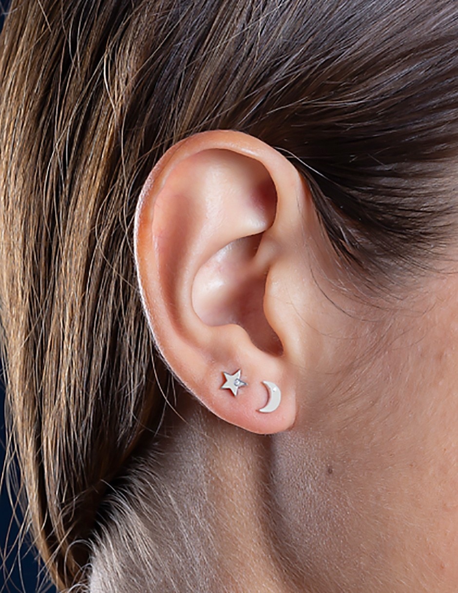 Broqueles de oro blanco14 K con acabado pavé diamante 3