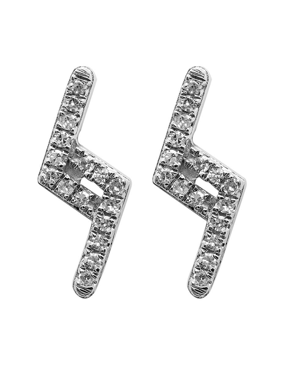 Broqueles de oro blanco con acabado pavé diamante