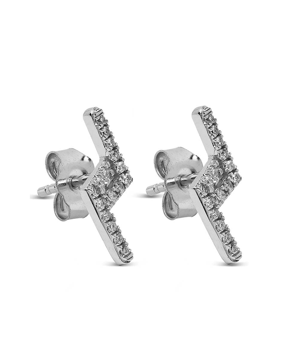 Broqueles de oro blanco con acabado pavé diamante 2