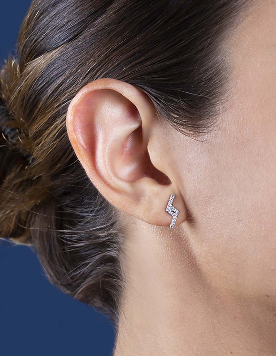 Broqueles de oro blanco con acabado pavé diamante 3