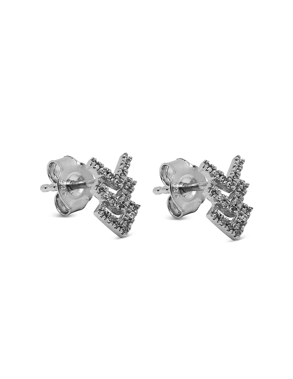 Broqueles de oro blanco con acabado pavé diamante 2