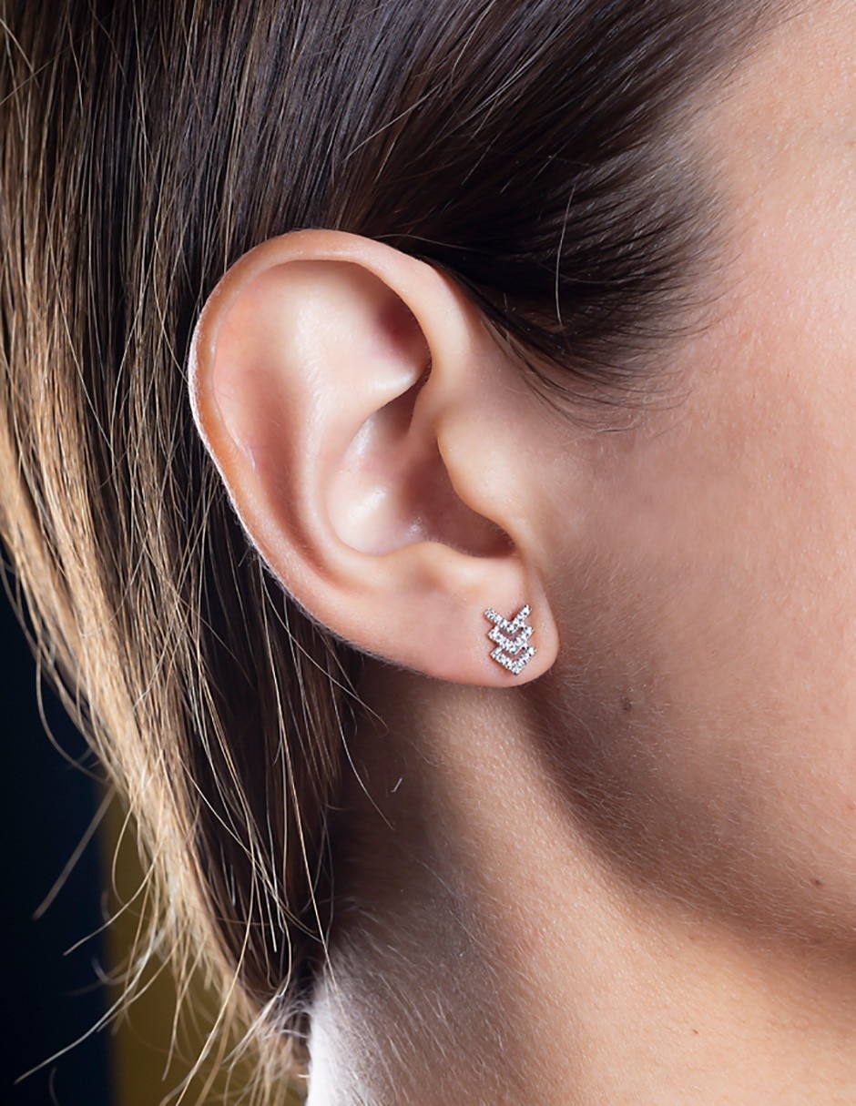 Broqueles de oro blanco con acabado pavé diamante 3
