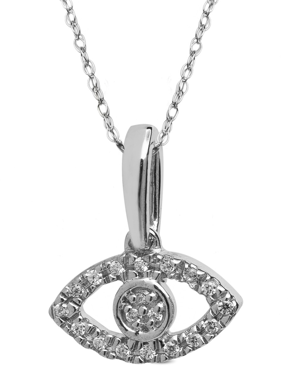 Dije de ojo aura de oro blanco 14 K diamante