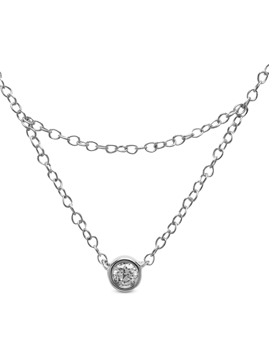Dije circular de oro blanco 14 K diamante