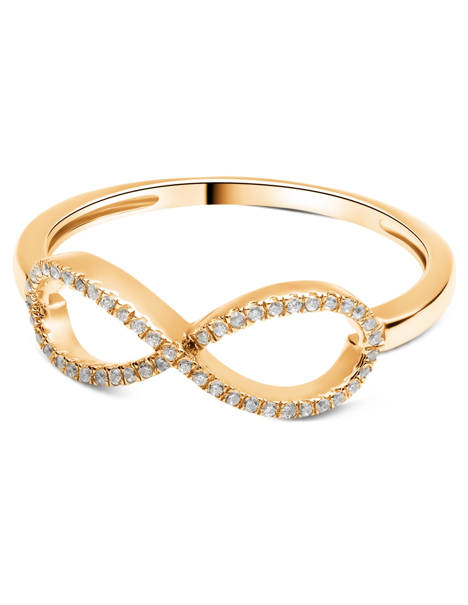 Anillo de infinito 14 k de oro amarillo diamante pulido