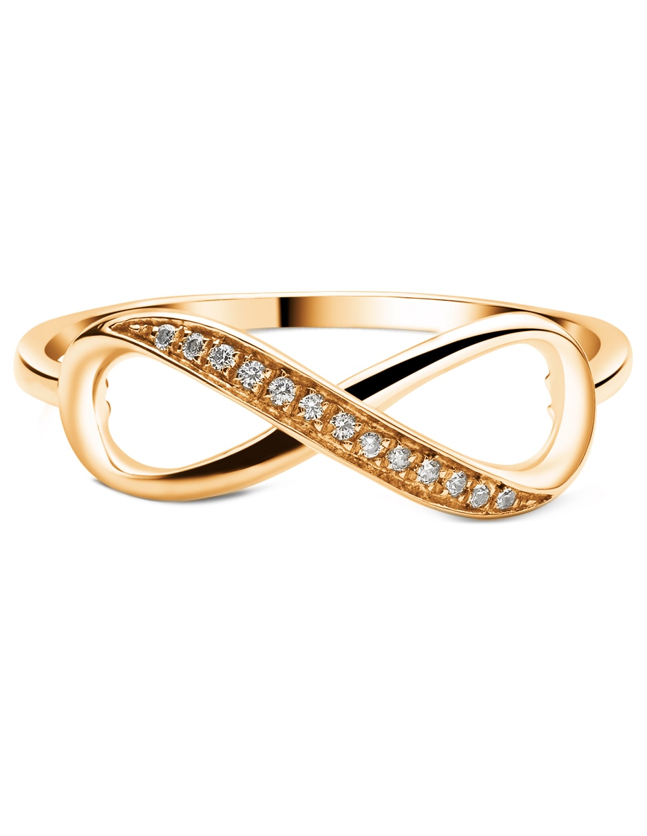 Anillo de infinito 14 k de oro amarillo diamante pulido