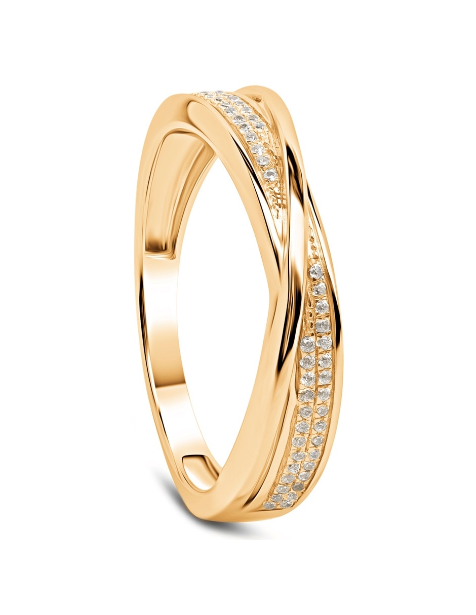 Anillo 14 k de oro amarillo diamante pulido 2