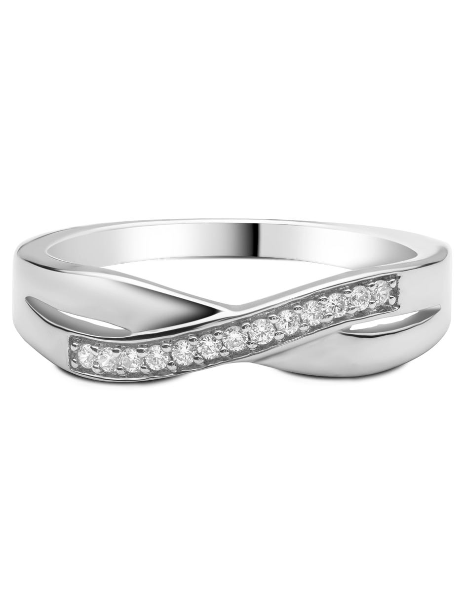 Anillo 14 k de oro blanco diamante pulido