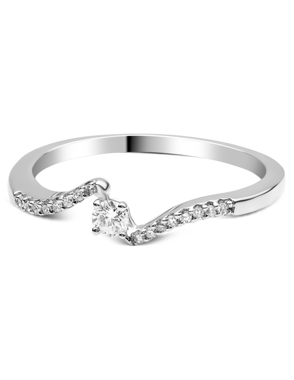Solitario de oro blanco 14 k diamante