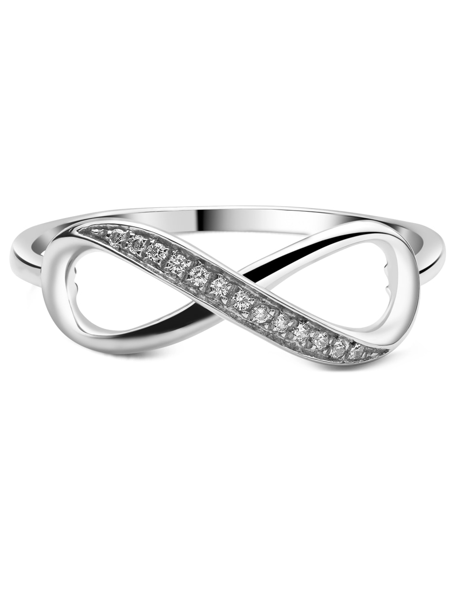 Anillo de infinito 14 k de oro blanco diamante pulido