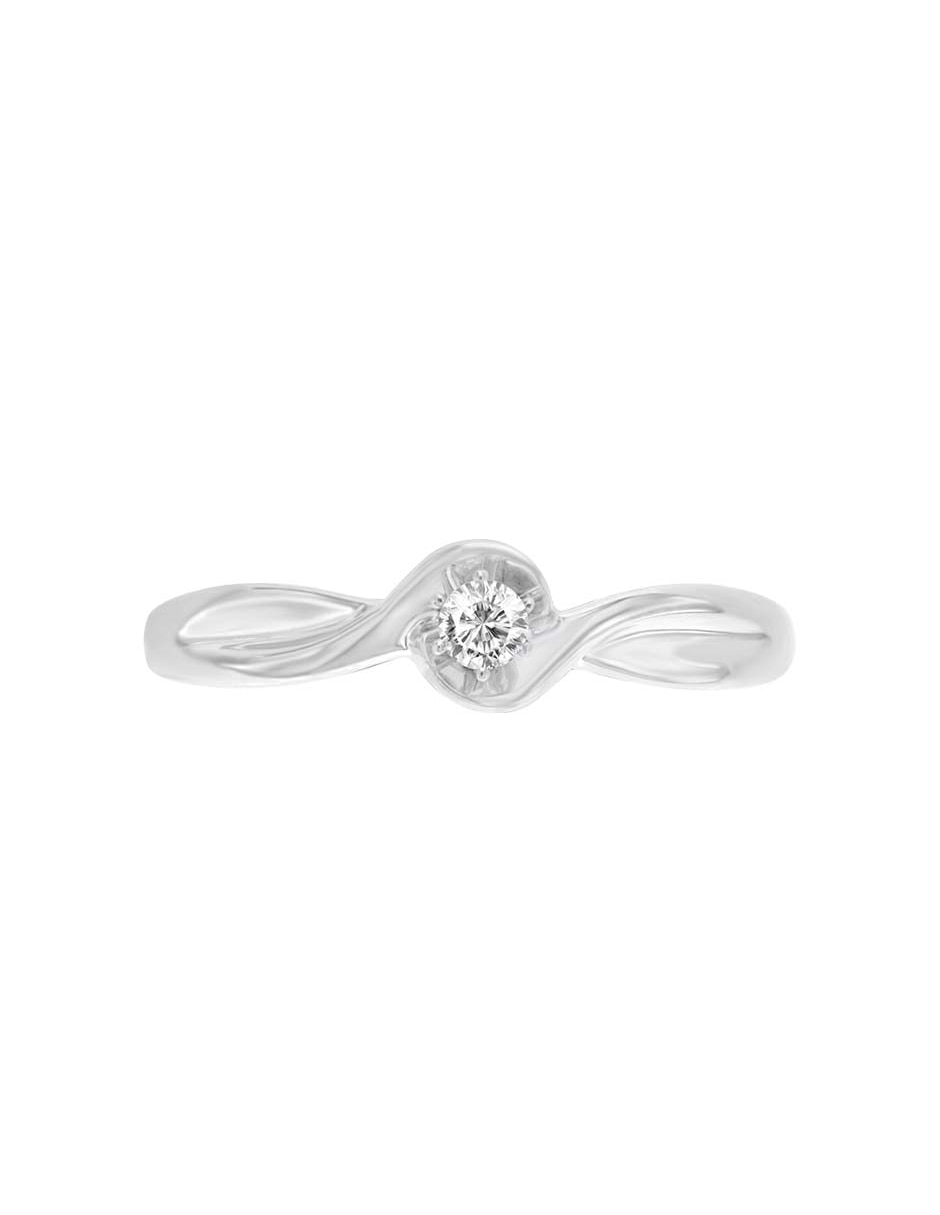 Solitario de oro blanco 14 k Mirel diamante 9