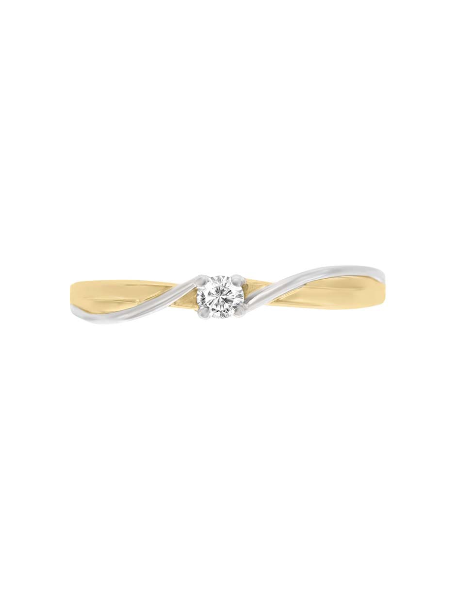 Solitario de oro blanco 14 k Cora diamante 4