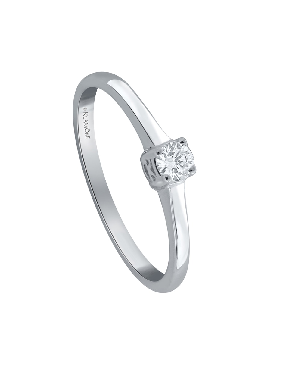 Solitario de oro blanco 14 k Athan diamante 3