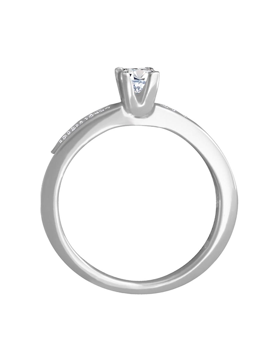 Solitario de oro blanco 14 k Ela diamante 3