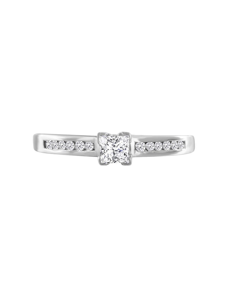 Solitario de oro blanco 14 k Ela diamante 4