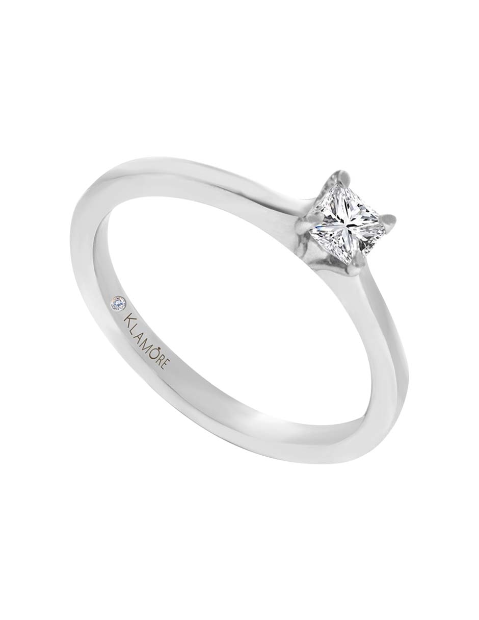 Solitario de oro blanco 14 k Noa diamante
