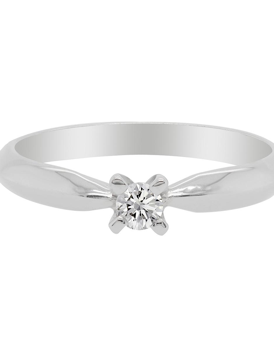 Solitario de oro blanco 14 k diamante