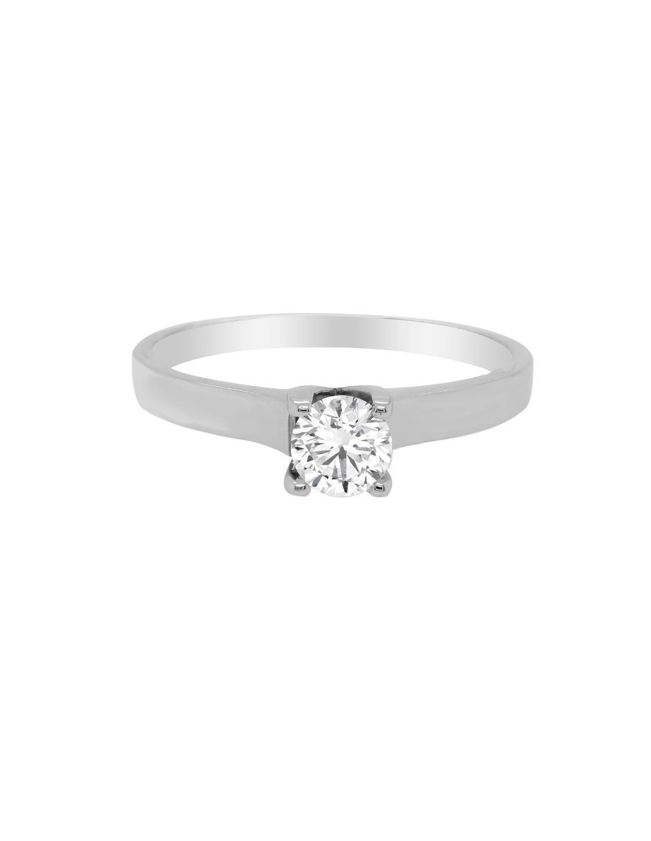 Solitario de oro blanco 14 k diamante