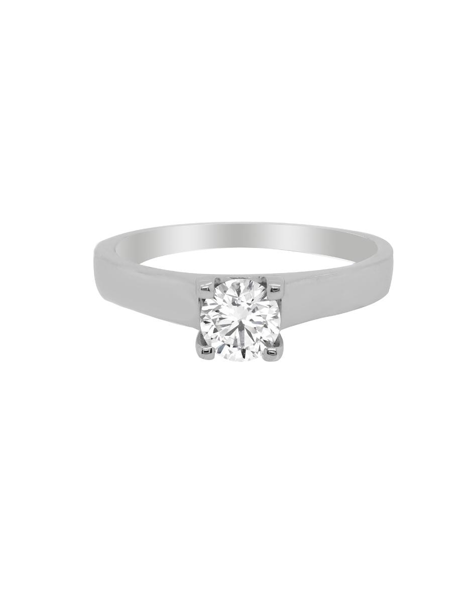 Solitario de oro blanco 14 k diamante