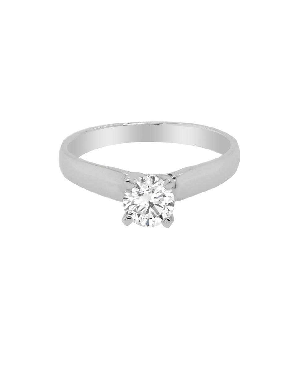 Solitario de oro blanco 14 k diamante