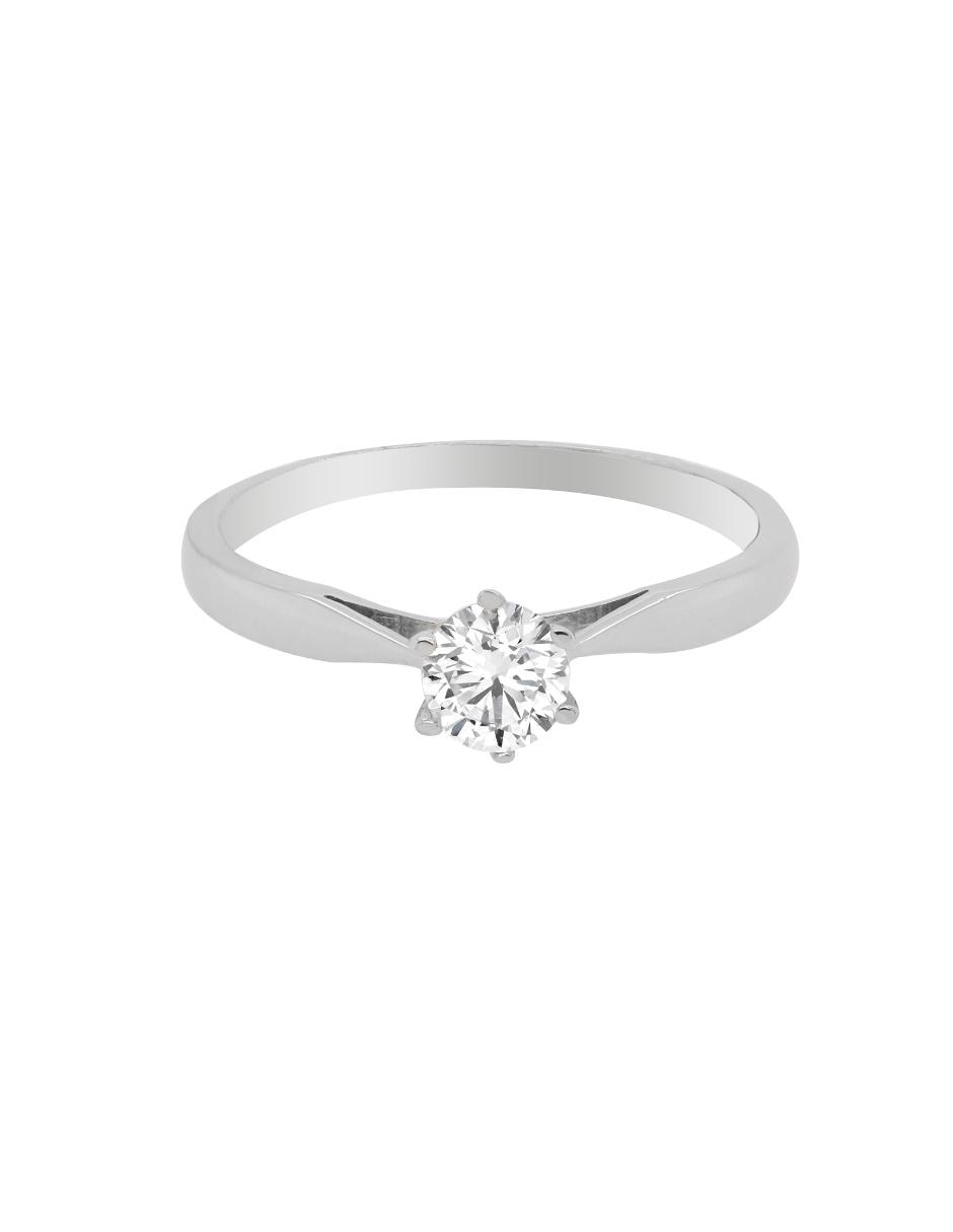 Solitario de oro blanco 14 k diamante