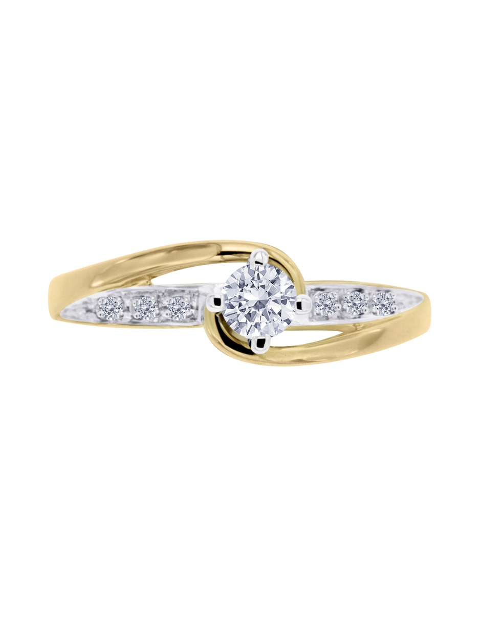 Solitario de oro 14 k Amber diamante