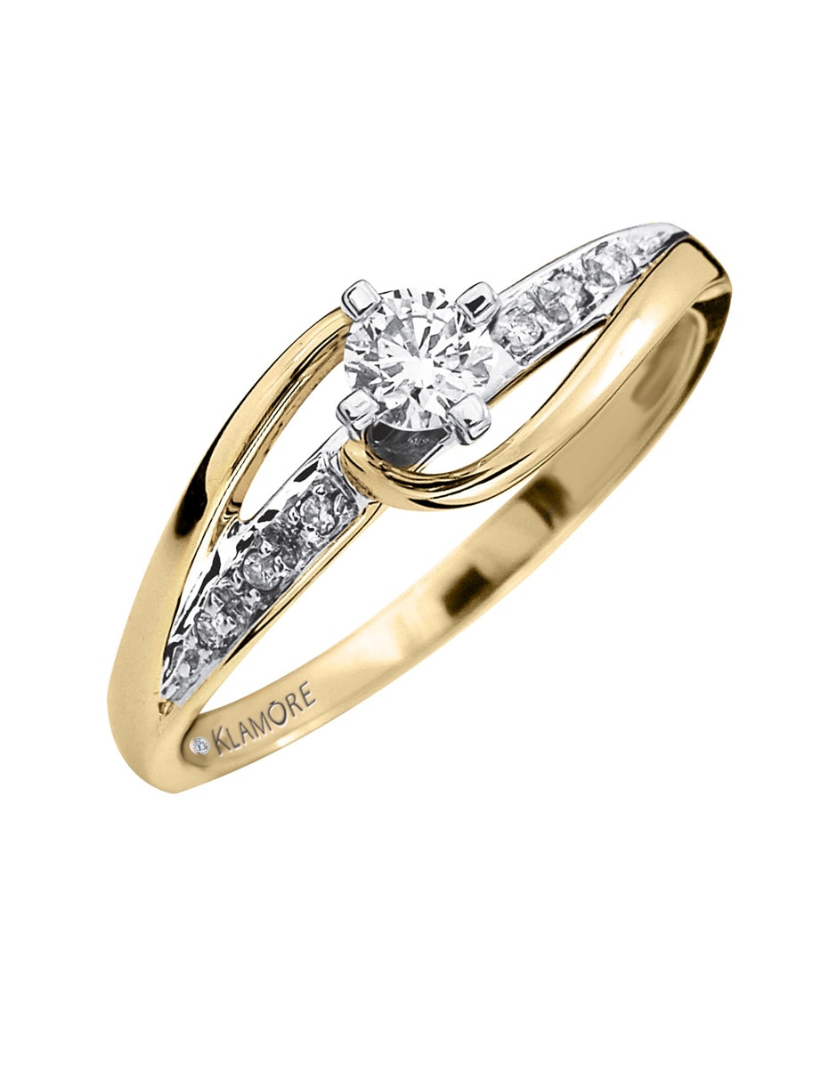 Solitario de oro 14 k Amber diamante 3