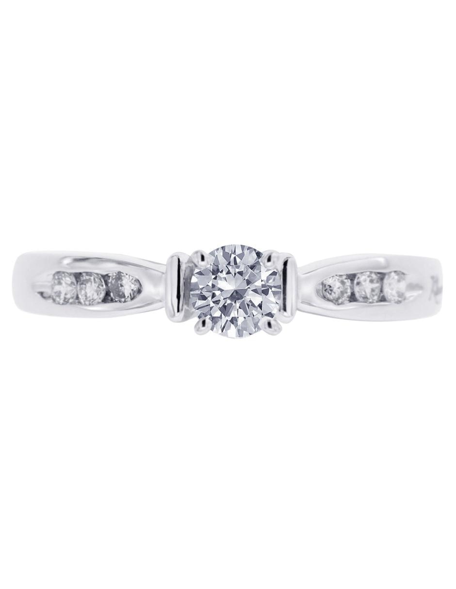 Solitario de oro blanco 14 k Fedelta diamante