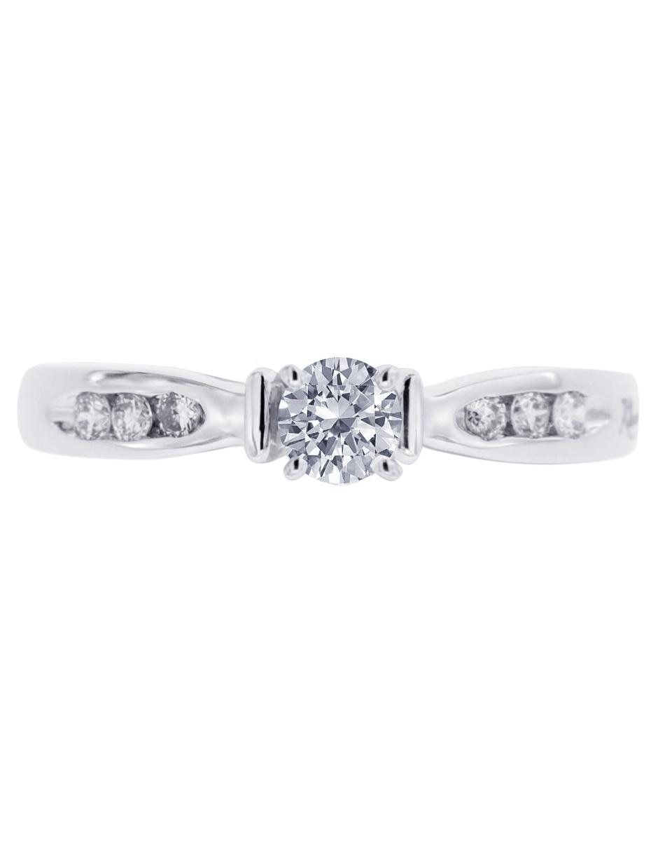 Solitario de oro blanco 14 k Fedelta diamante