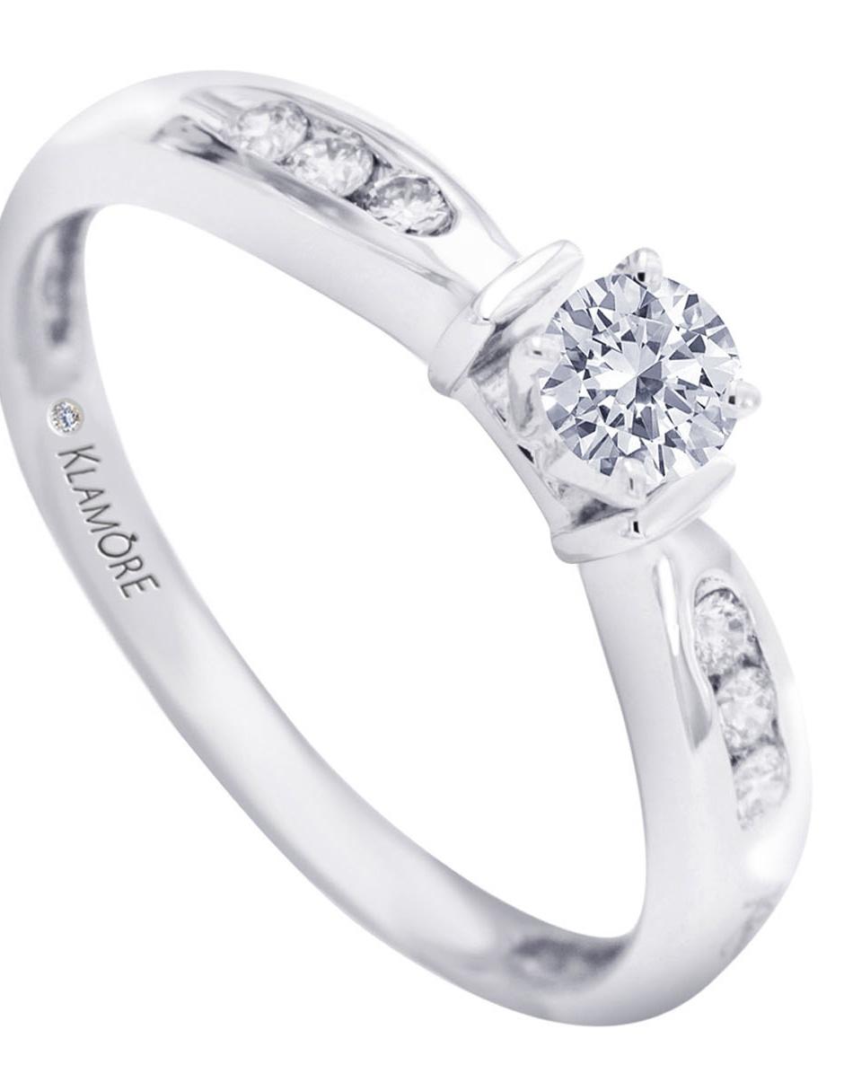 Solitario de oro blanco 14 k Fedelta diamante 4