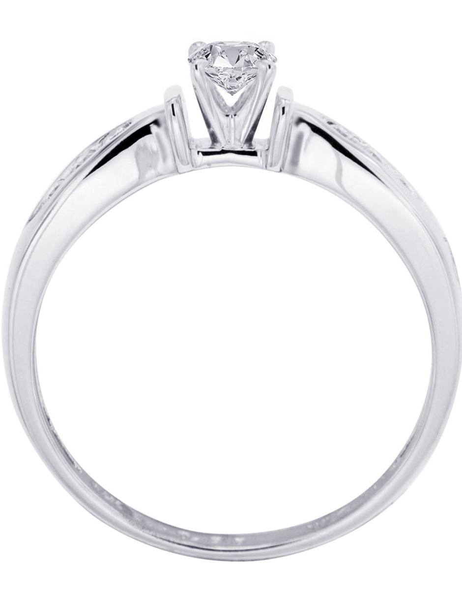 Solitario de oro blanco 14 k Fedelta diamante 5