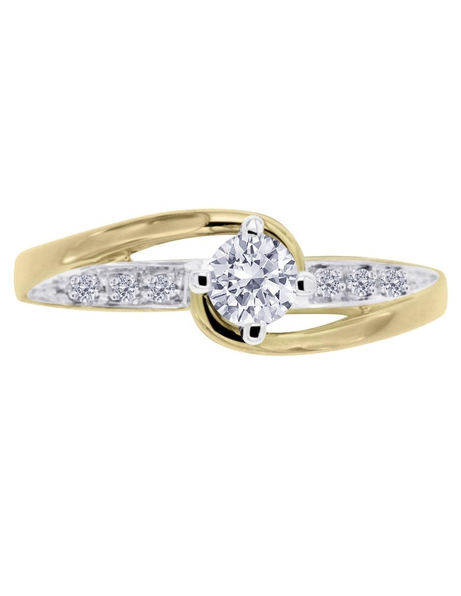 Solitario de oro 14 k Amber diamante