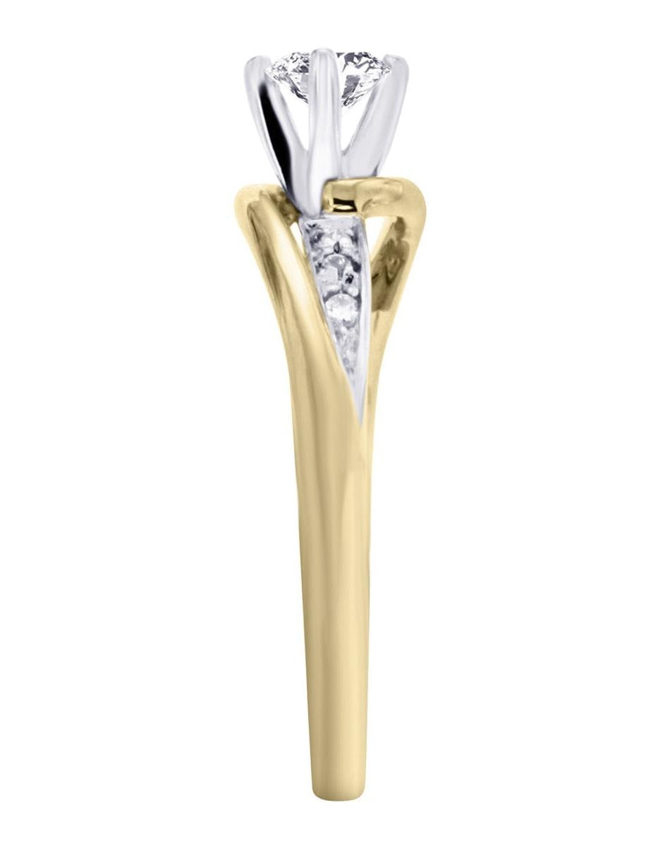 Solitario de oro 14 k Amber diamante 2