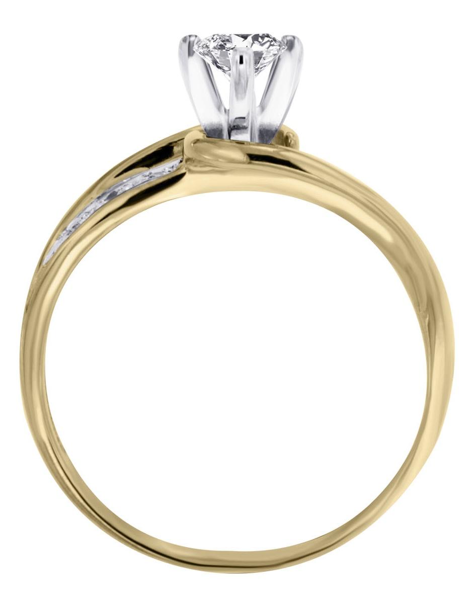 Solitario de oro 14 k Amber diamante 5