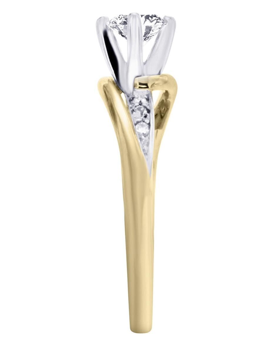 Solitario de oro 14 k Amber diamante 2