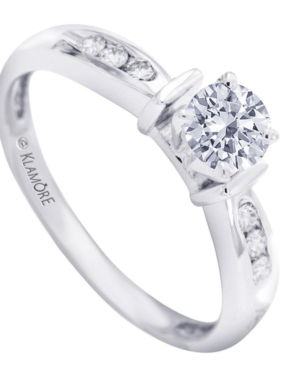Solitario de oro blanco 14 k Fedelta diamante 4