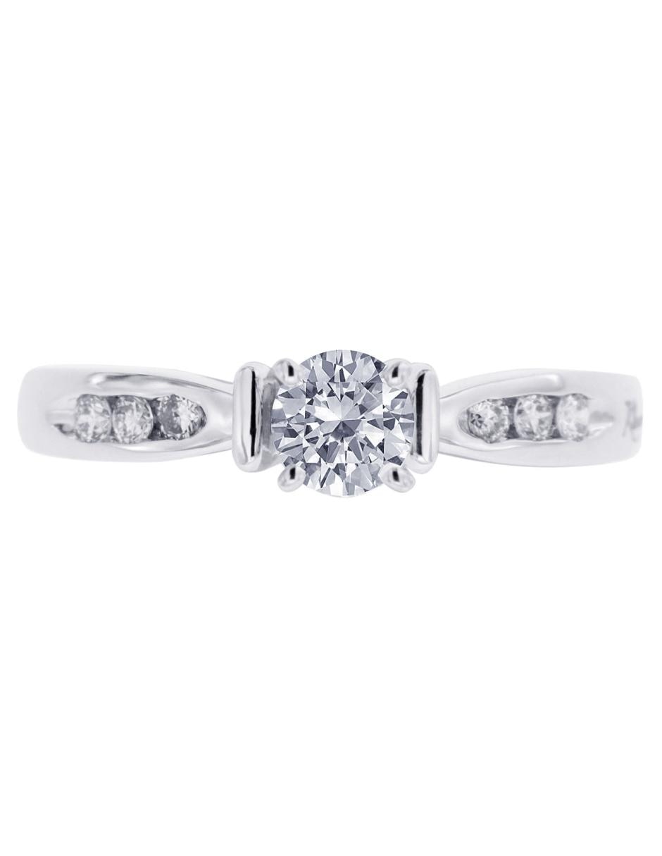 Solitario de oro blanco 14 k Fedelta diamante