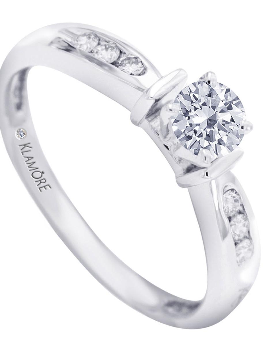 Solitario de oro blanco 14 k Fedelta diamante 4