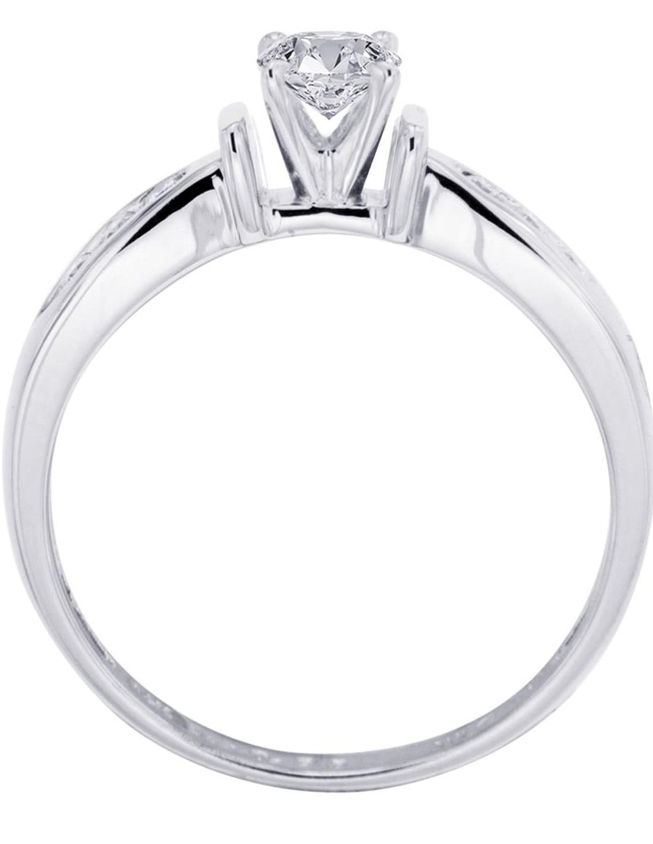 Solitario de oro blanco 14 k Fedelta diamante 5
