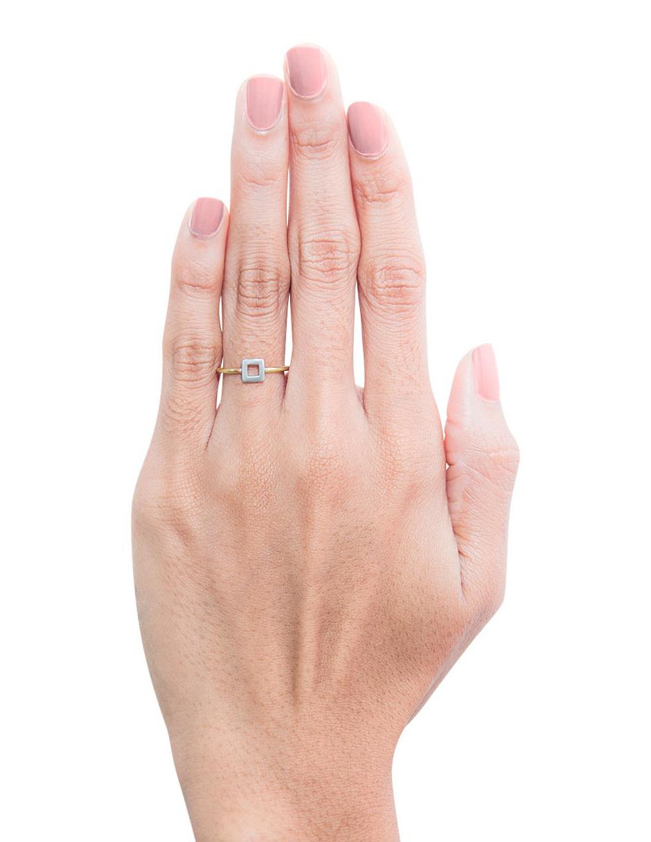Anillo cuadrado 14 k de oro amarillo brillante 3