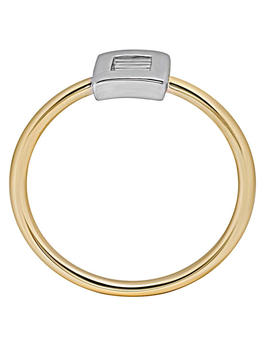 Anillo cuadrado 14 k de oro amarillo brillante 4