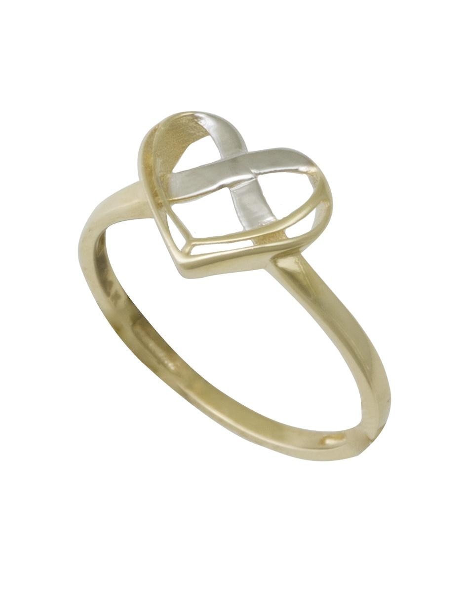 Anillo de corazón 14 k de oro amarillo pulido 2