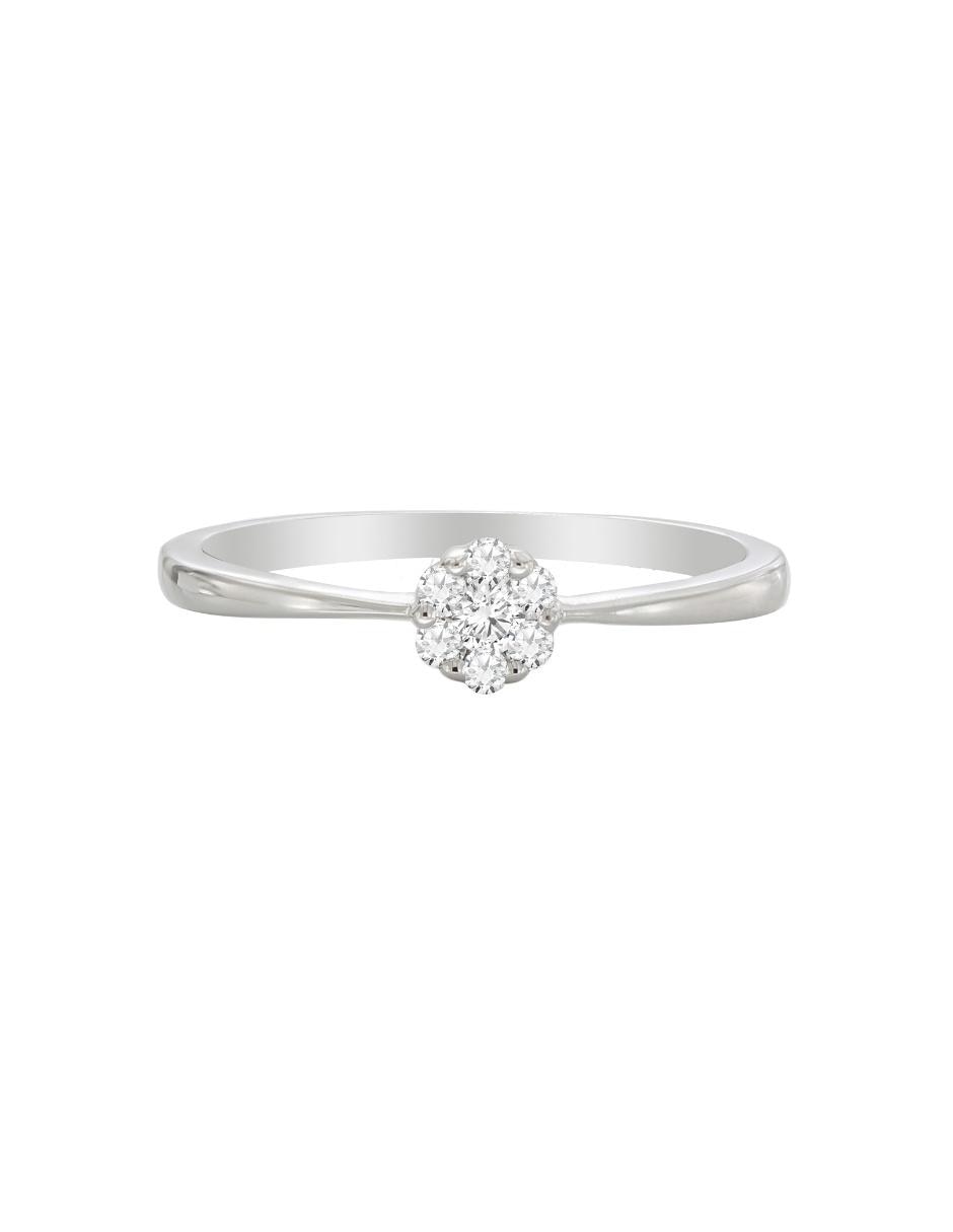 Anillo de flor 14 k de oro blanco diamante brillante
