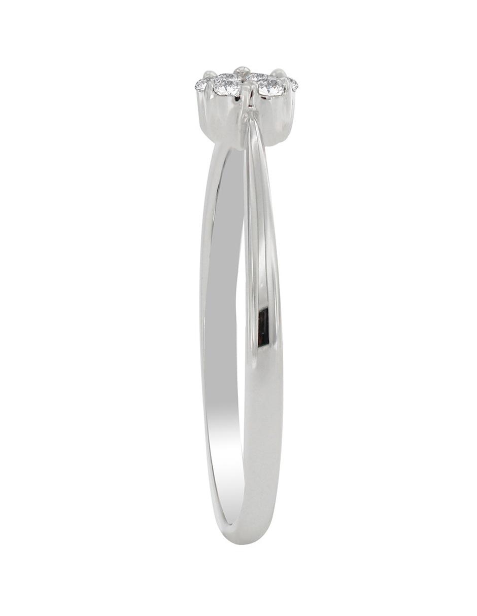 Anillo de flor 14 k de oro blanco diamante brillante 3