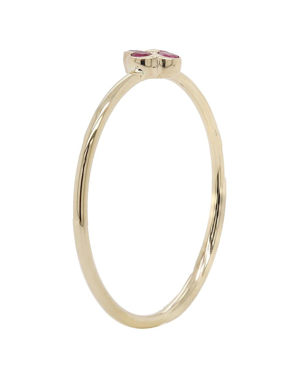 Anillo de flor 14 k de oro amarillo rubí brillante 2