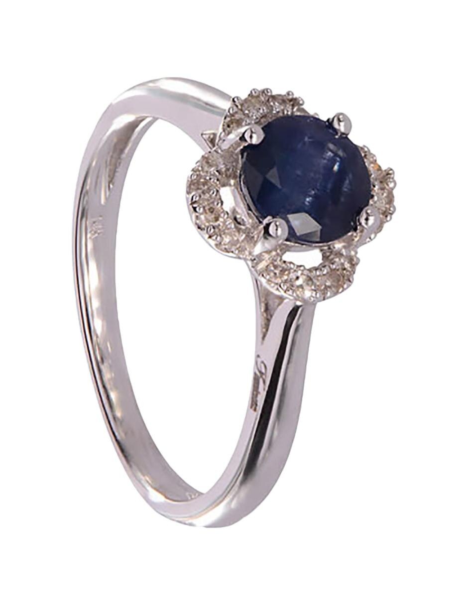 Anillo de flor Margaret 14 k de oro blanco zirconia y diamante pavé 1